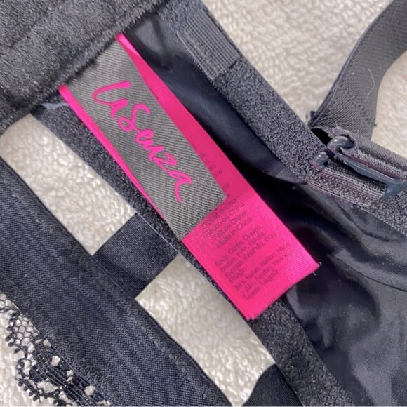 La Senza Black Bustier Bra W Gold Dots And Lace Trim 36B - Picture 8 of 12